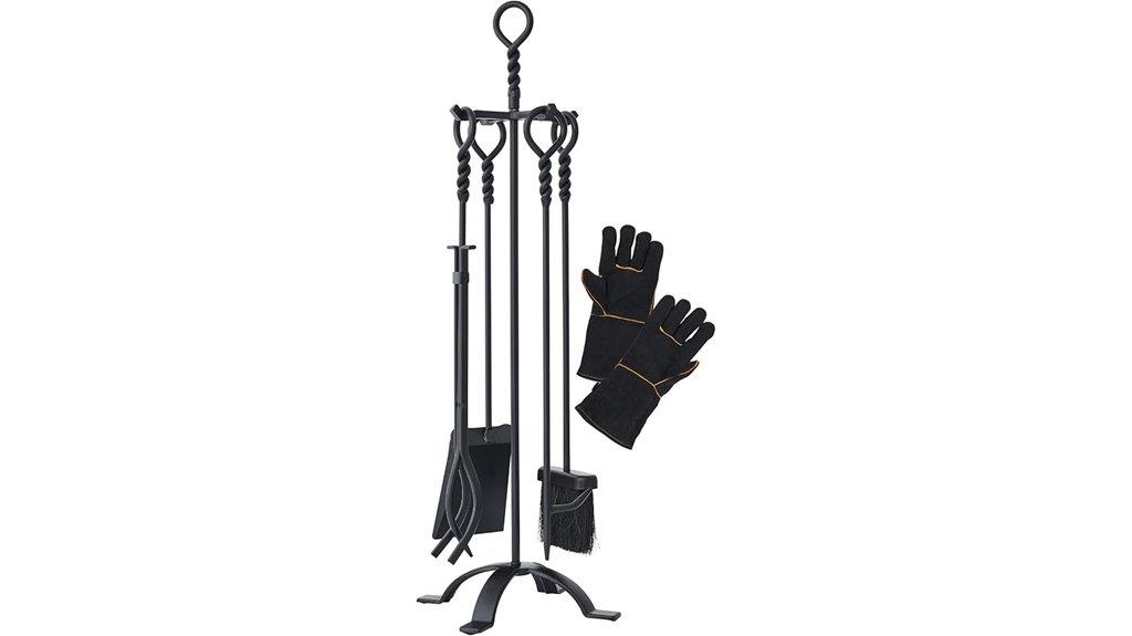 black fireplace tool set