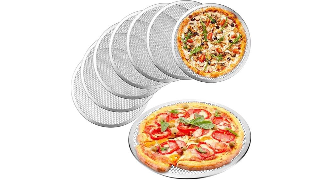 eight piece aluminum pizza screens