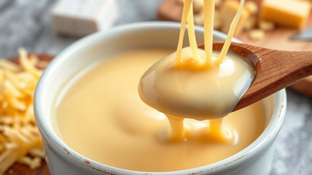 gradually melt cheese gently