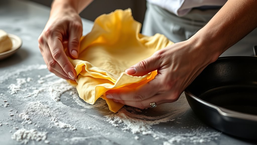 handle dough gently for flakiness