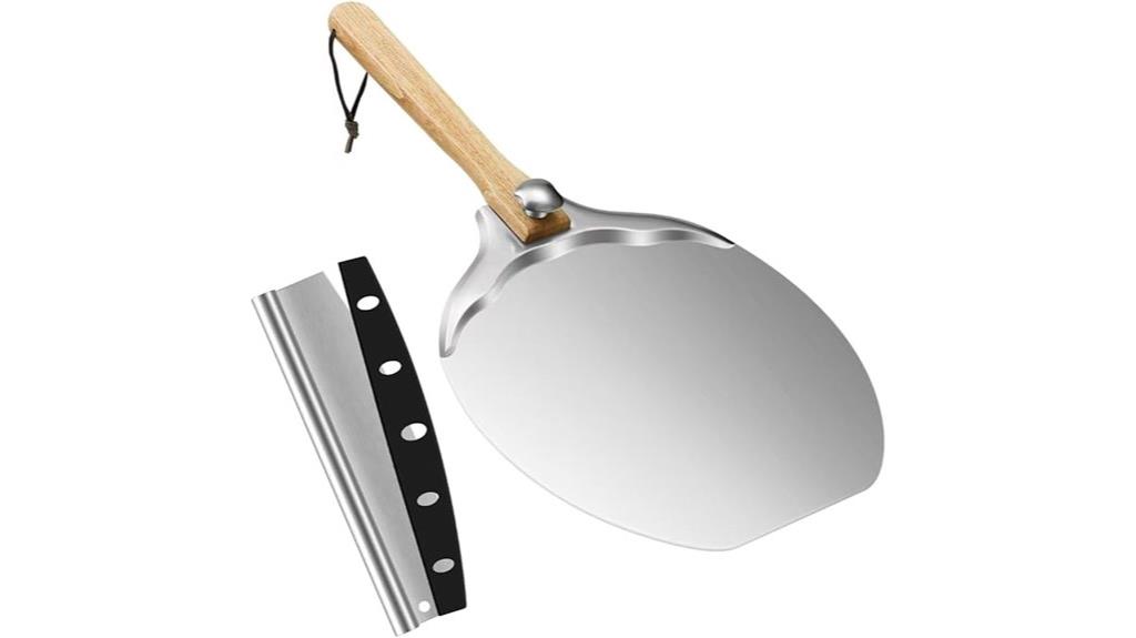 large pizza peel with cutter