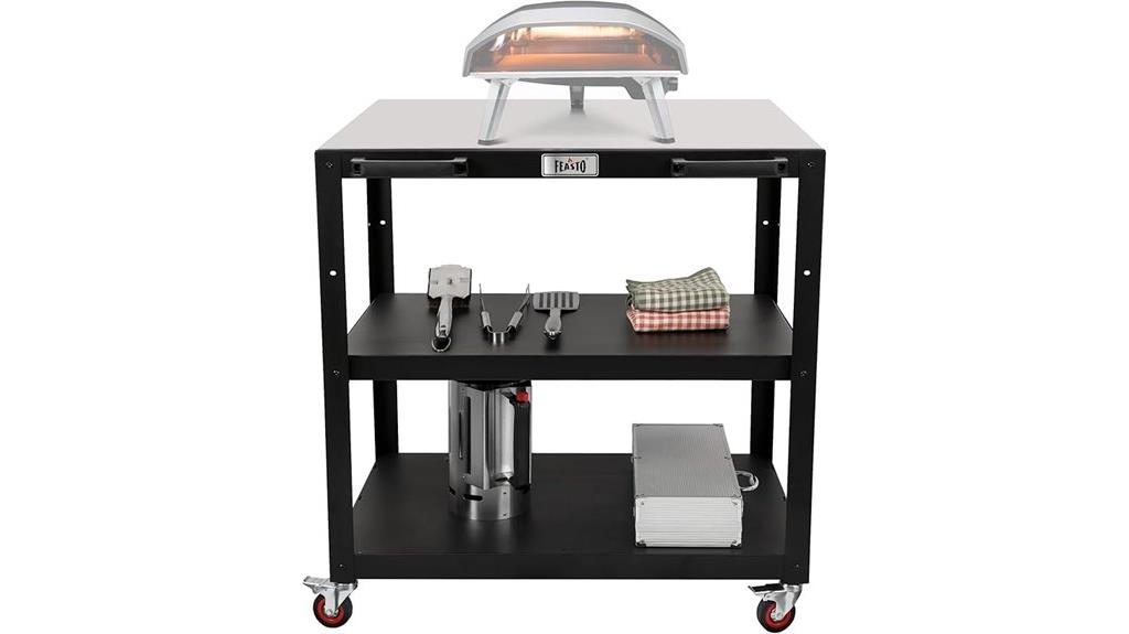 large stainless steel mobile pizza oven