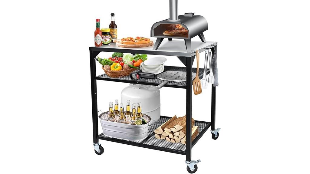 pizza oven table cart
