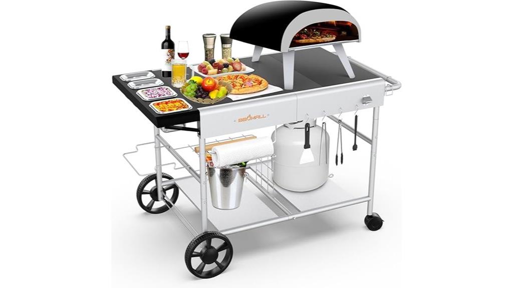 portable pizza oven cart