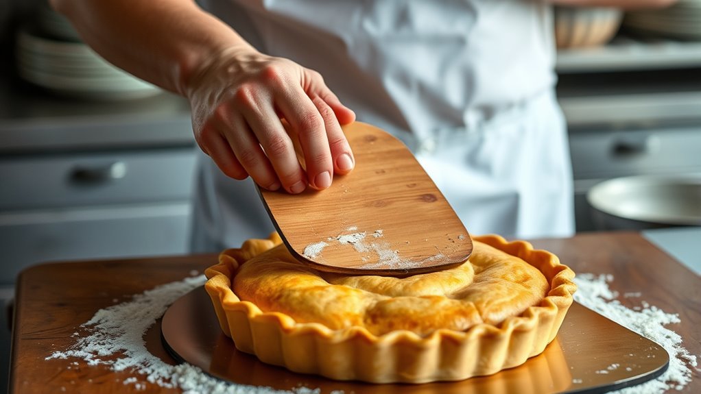 secure pie on stable surface