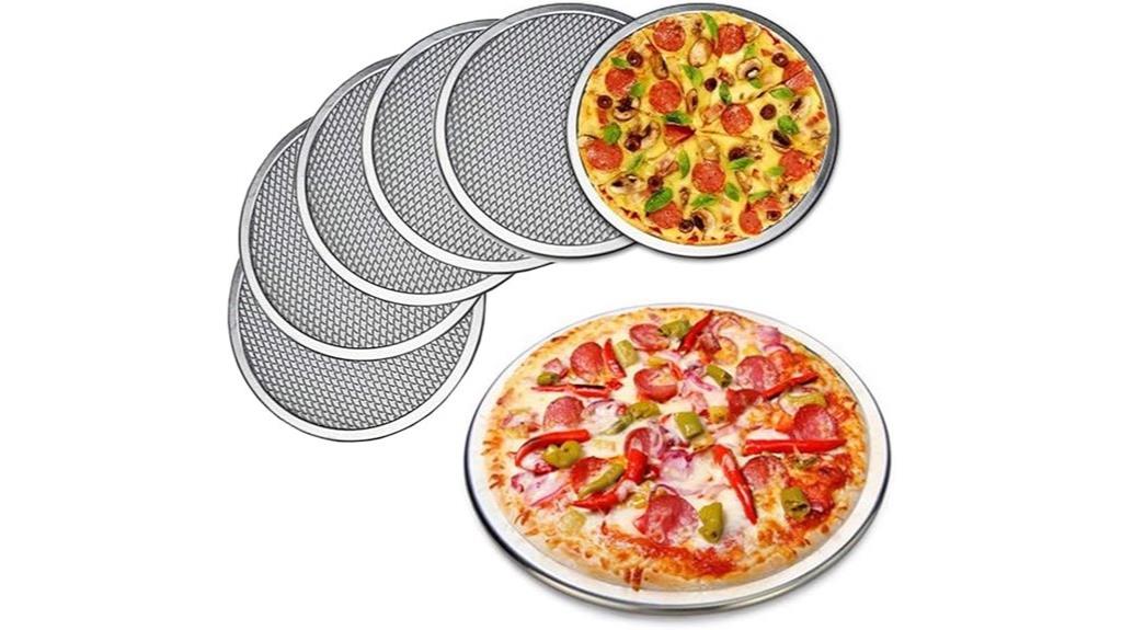 six aluminum pizza pans