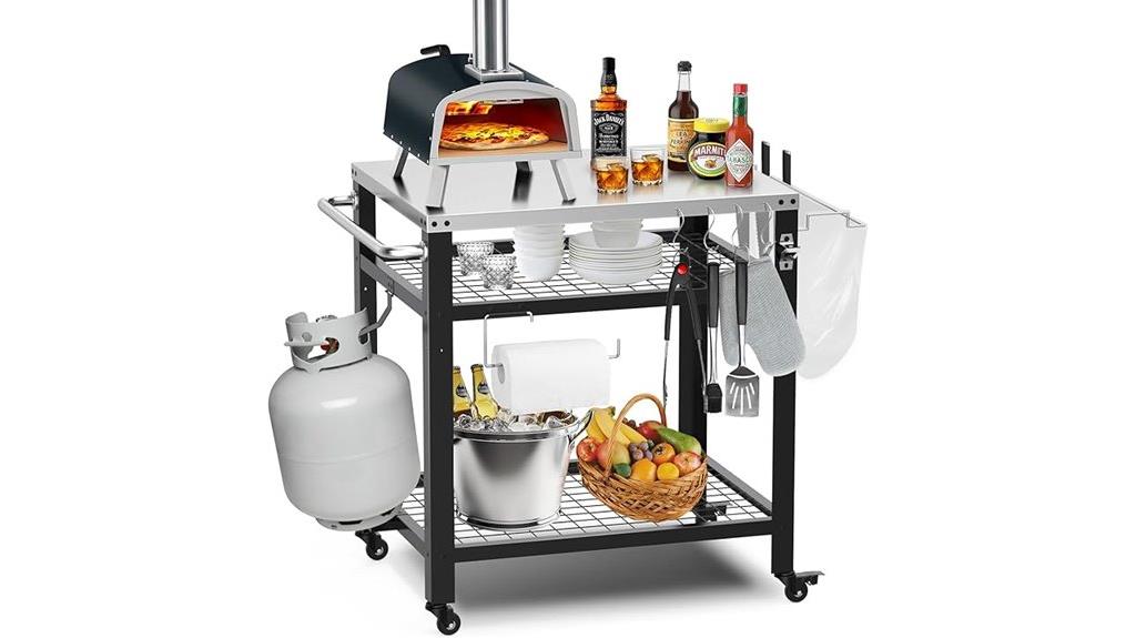 stainless steel pizza cart