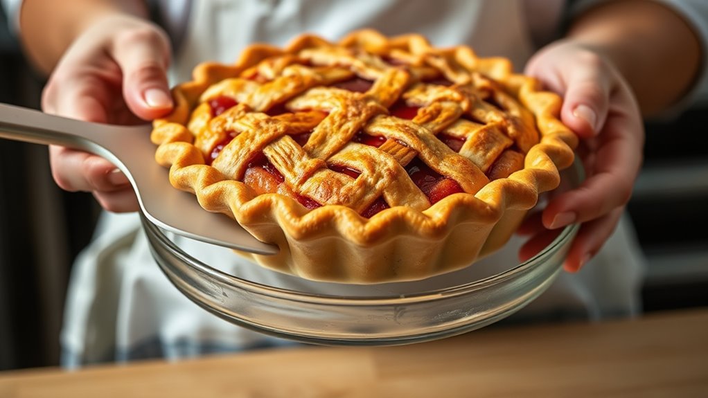 support pie carefully during lift