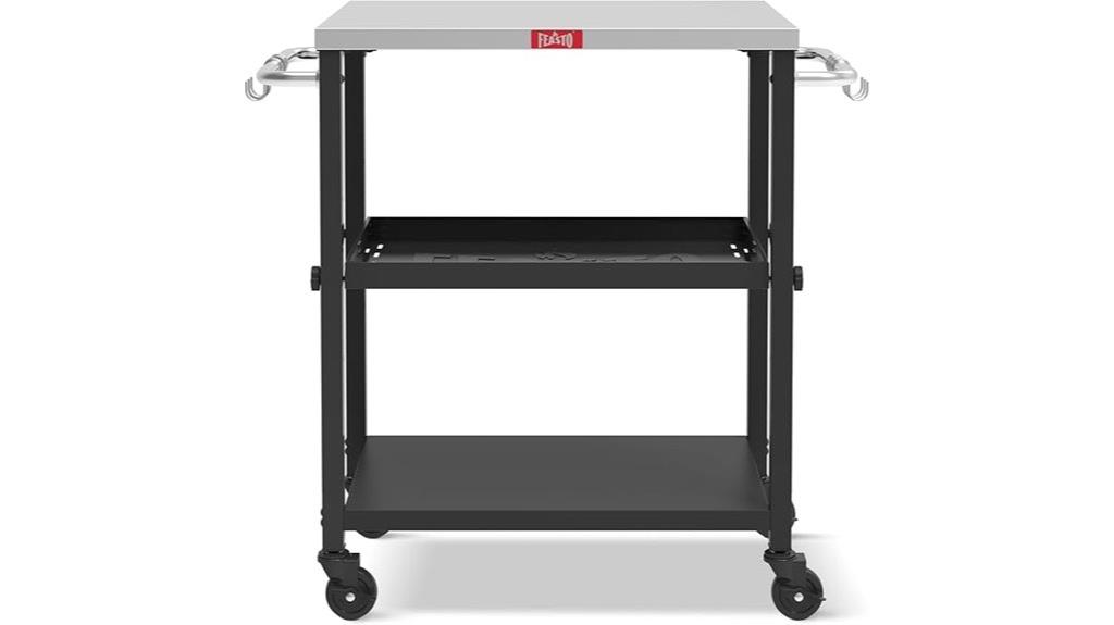 adjustable shelf grill table