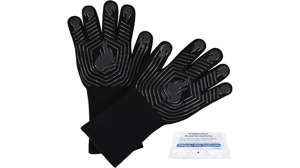 black heat resistant bbq gloves