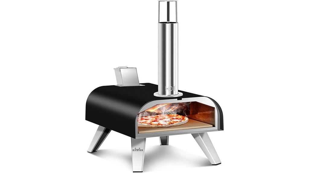 black wood pellet pizza oven