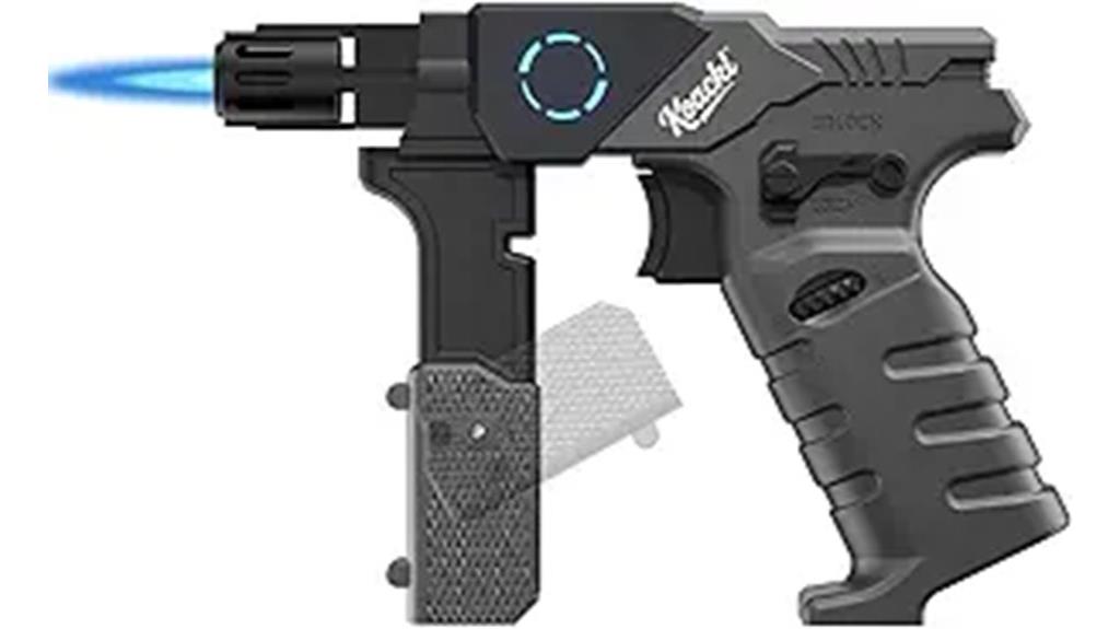 blue lit safety butane torch