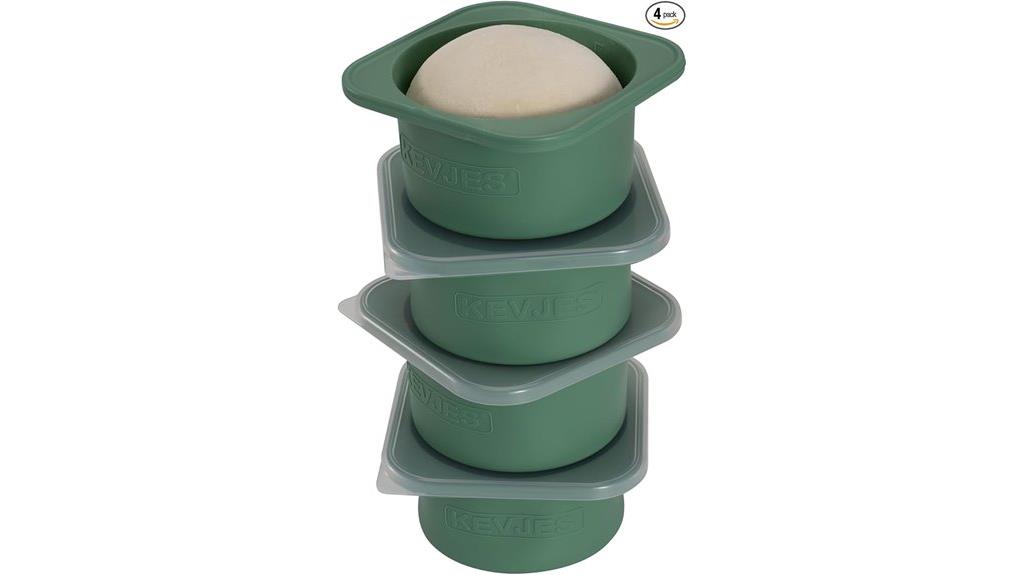 four 1000ml green dough containers