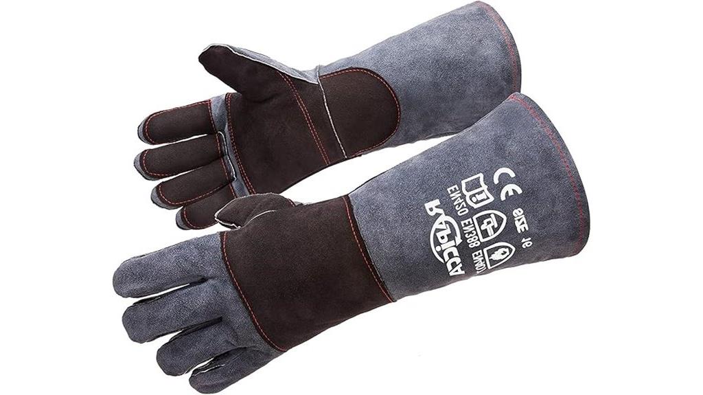 heat resistant leather fireplace gloves