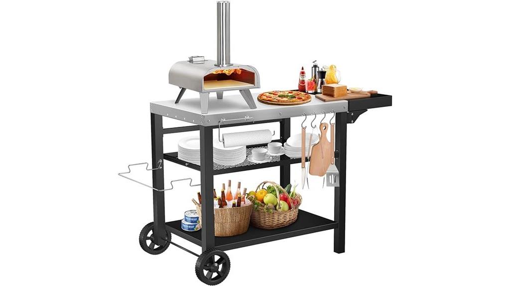 outdoor grill cart with shelves