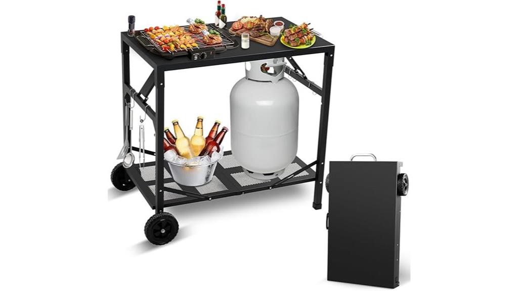 portable foldable grill cart