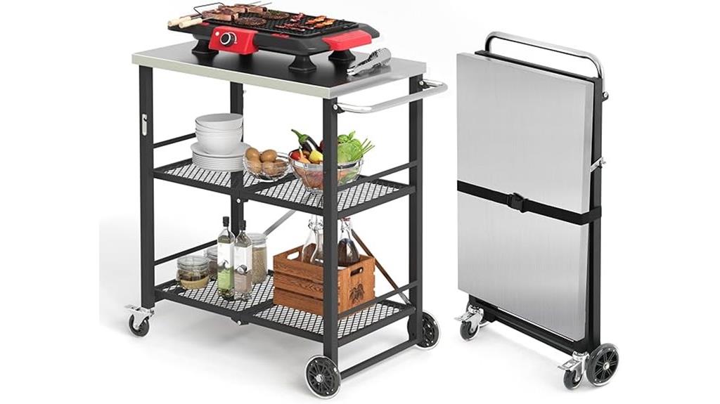 portable foldable grill cart