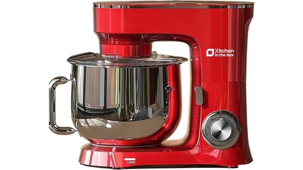 red kitchen stand mixer