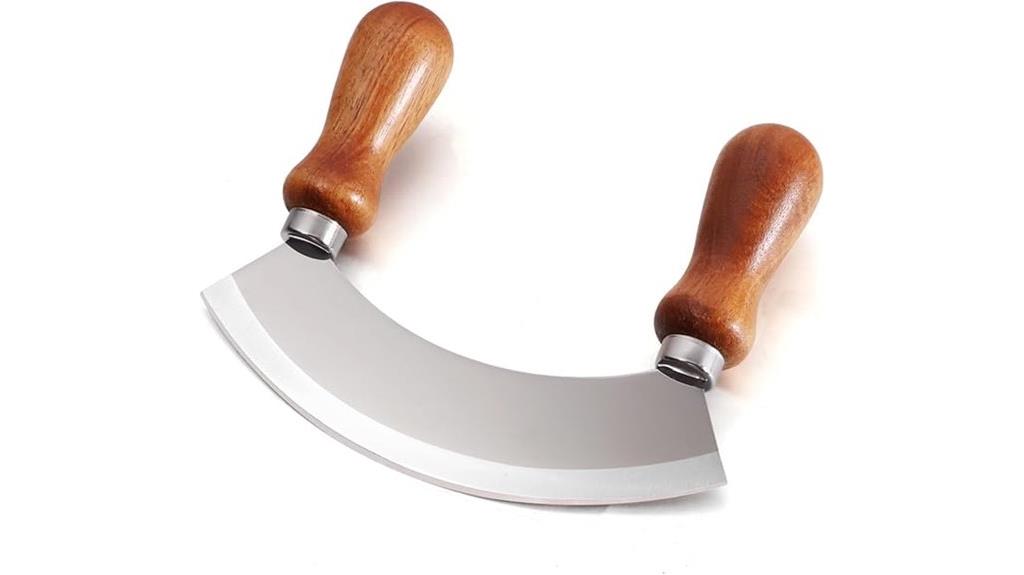 stainless steel mezzaluna knife
