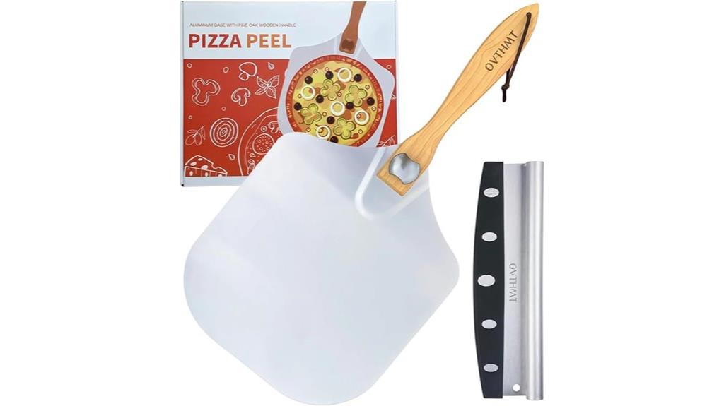 two aluminum pizza paddles