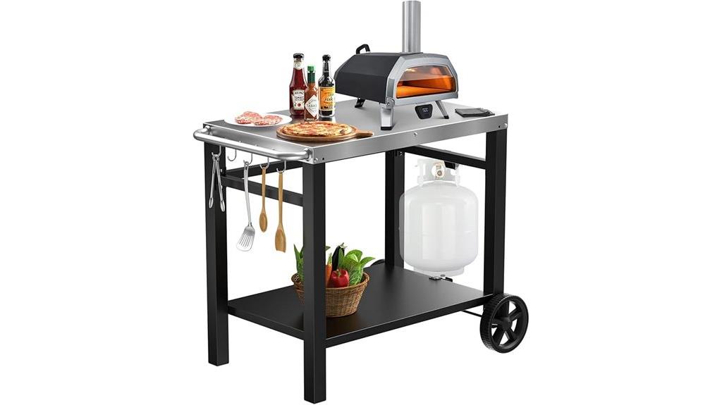 wheeled outdoor grill cart