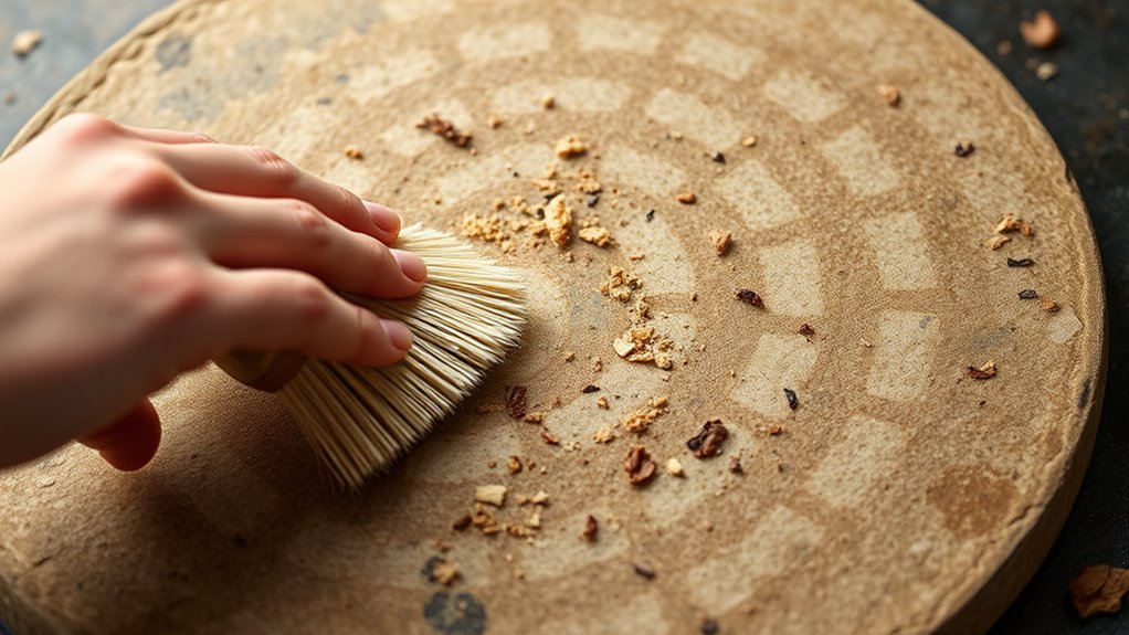 dryly scrub stone debris