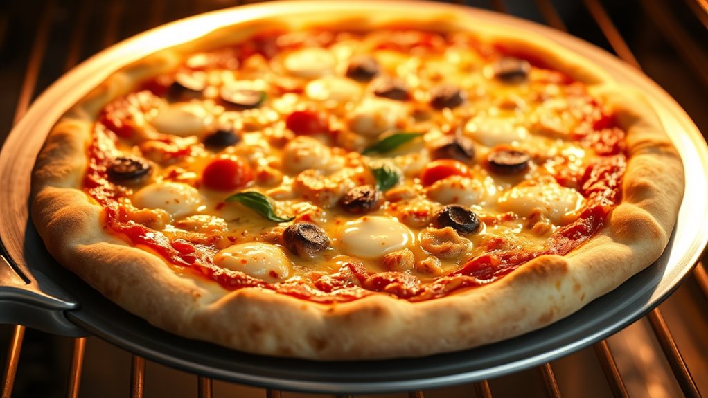 rotate pizza for even cooking