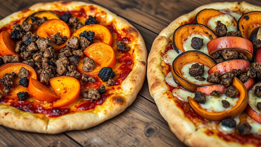 winter squash sausage pizzas