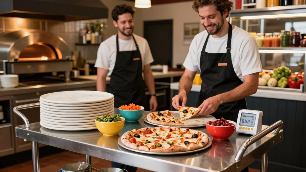 efficient pizza prep station