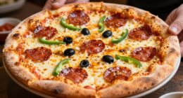 flip pizza carefully to preserve toppings