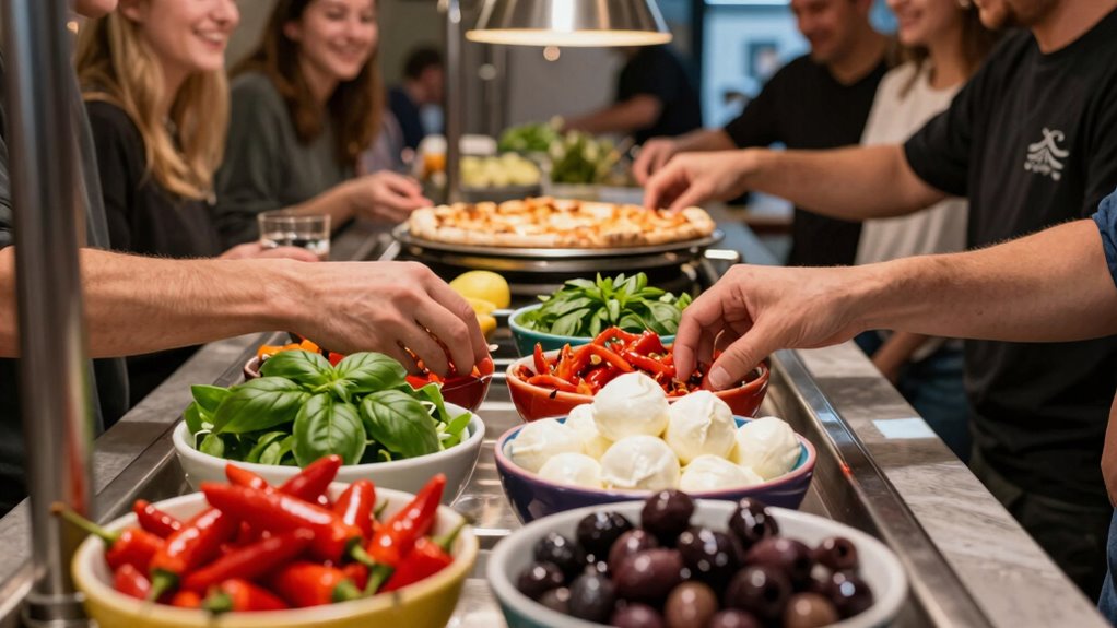 interactive pizza topping station