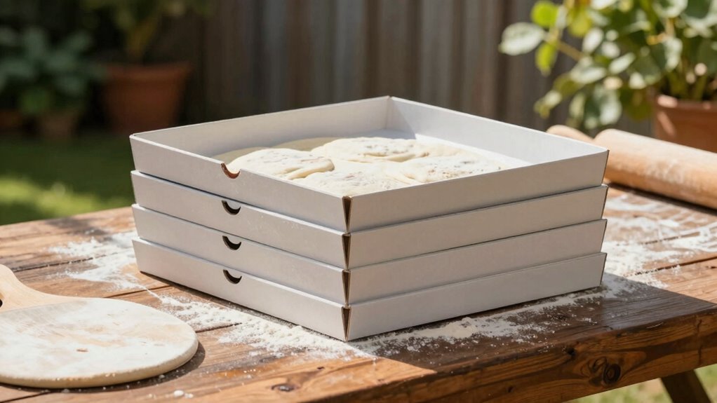 organized outdoor pizza preparation