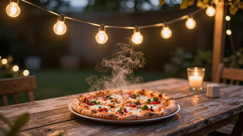 outdoor string lights create cozy ambiance
