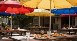 shade umbrellas enhance summer pizza