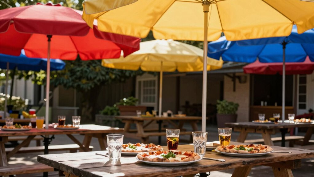 shade umbrellas enhance summer pizza