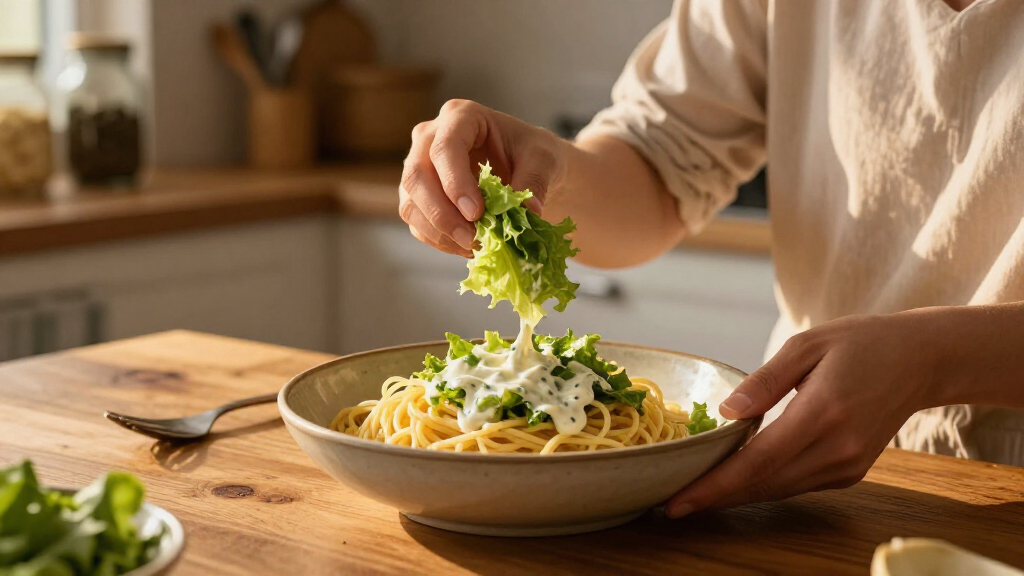 Spaghetti Freddi Alla Crema Di Lattuga
