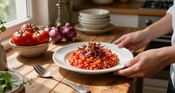 Tomato Risotto With Frizzled Red Onions